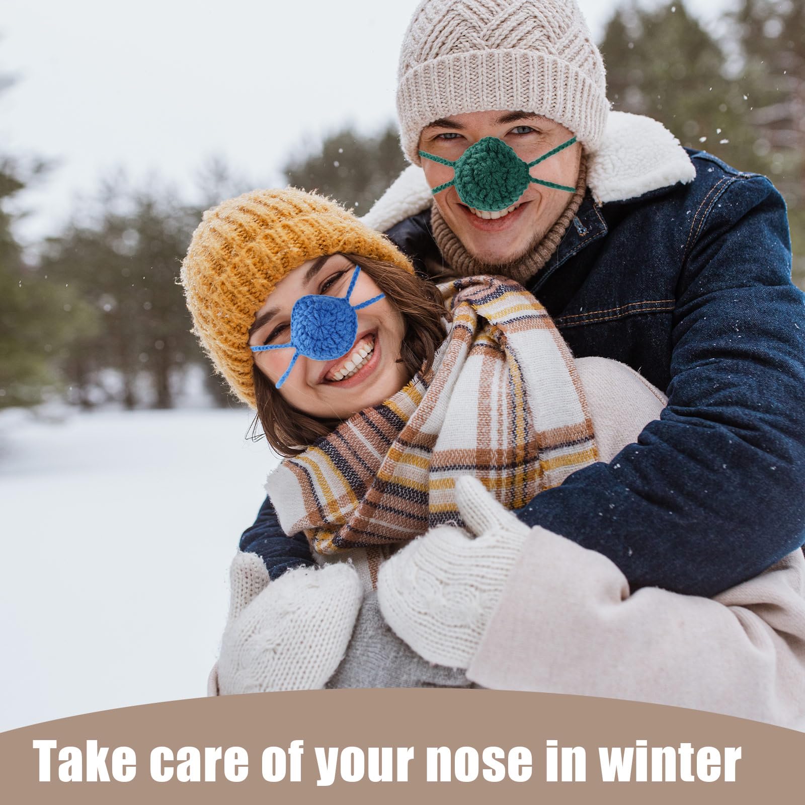 2 Cache-Nez Hiver En Laine Tricotée Main – Protection Anti-Vent & Froid Pour Le Nez, Confortable Et Mignon (Noir + Rose)