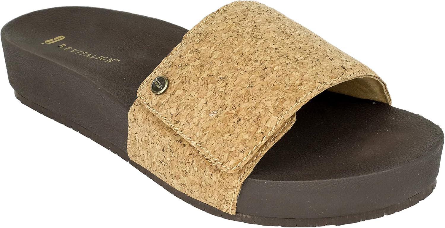 REVITALIGN Women's Breezy Deluxe Slide Sandal, Cork, 8