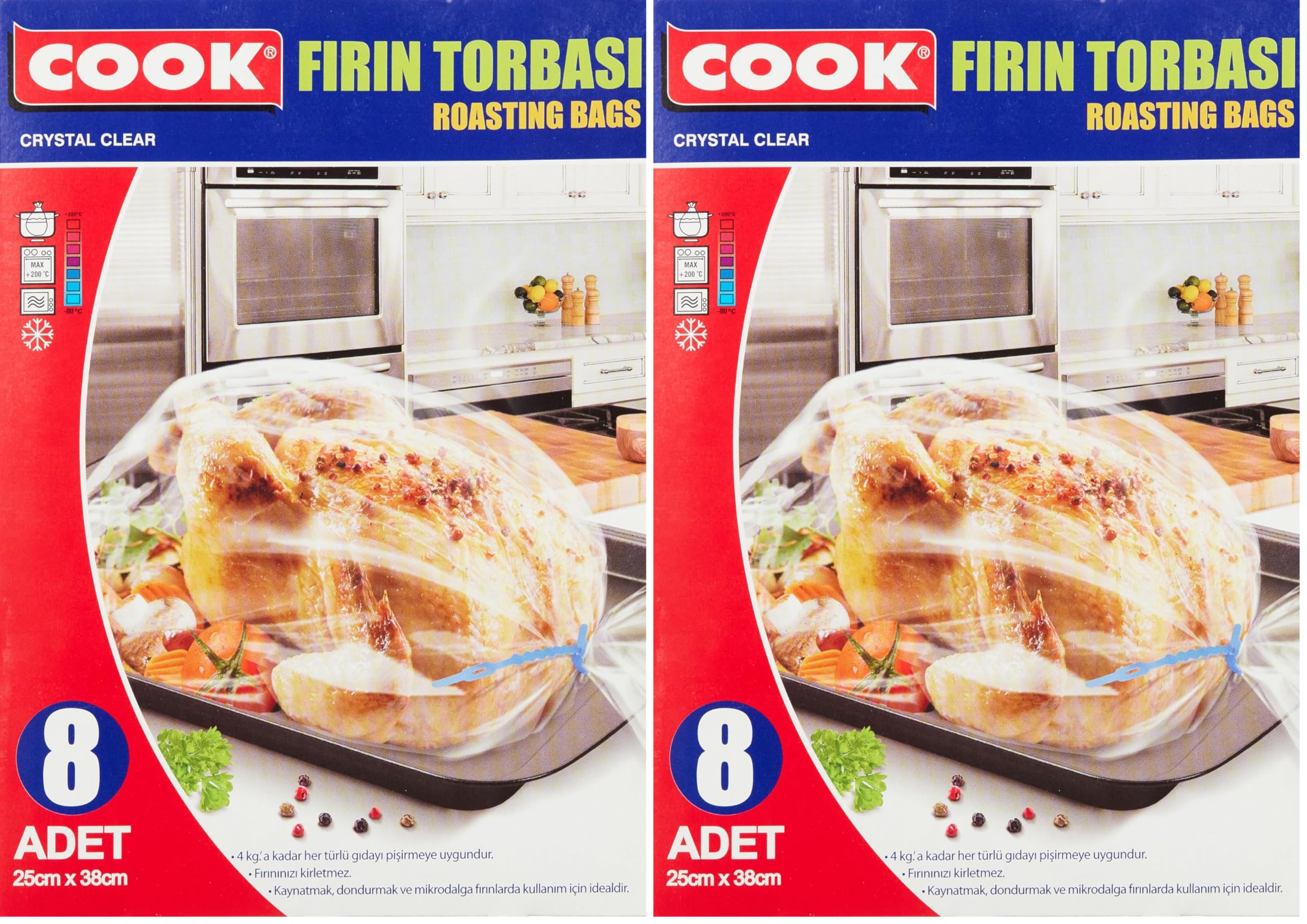 Cook Fırın Torbası Standart Boy 25 x 38 cm (8 Adet/Kutu içi) 2li paket