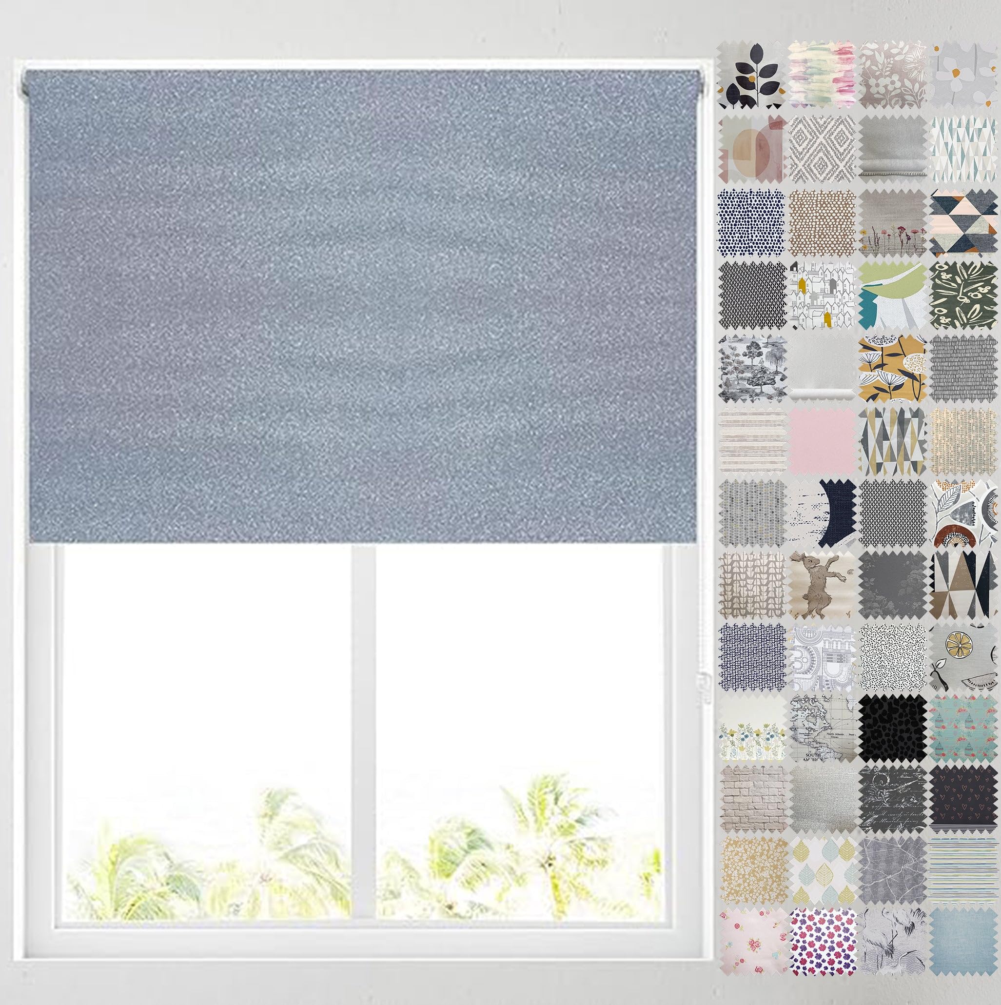 Barnes Blinds - Blackout Pattern Roller Blinds for Windows, Custom Cut to Size - Thermal Fabric Durable Fittings Easy Fit (Grey Glitter 153cm)