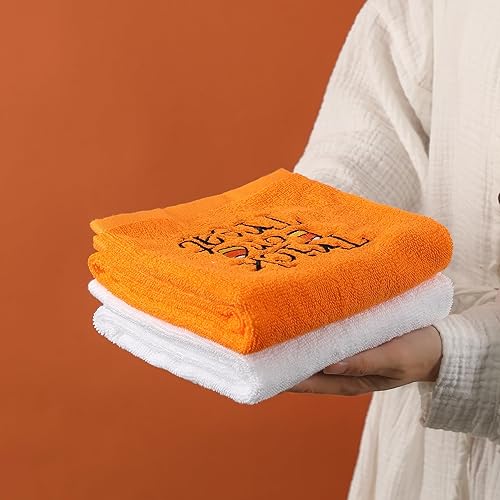 Miniatura 7 de Maracco Juego de 2 toallas de mano de Halloween, 100 % algodón, bordadas con texto en inglés "Trick or Treat", "Happy Halloween", toallas de cocina