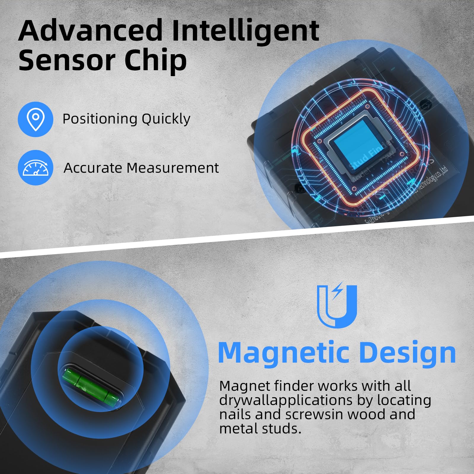 Sensore scanner da parete 8 in 1 con display LCD e allarme audio per legno, CA, filo vivo, bulloni metallici, rilevamento tubi (nero)