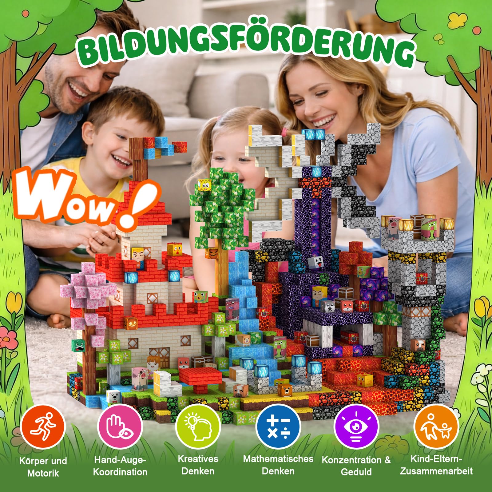 Magnetische Bausteine 330PCS 2CM Magnetbausteine für Kinder ab 3 Jahre Blocks, Montessori Spielzeug Magnete Kinder, Magnetische Bauwelt Geburtstag Geschenk ab 3 4 5 6 7 8 9 10 11 12 Jungen Mädchen