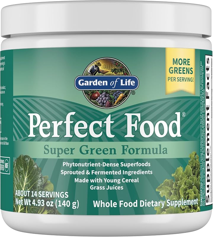 Garden of Life Perfect Food Original Super Green Formula, 14 Servings | Plant Based Superfood Powder with Probiotics, Enzymes and Greens Concentrates for Immune Support and Digestive Support