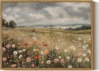 ARPEOTCY Framed Canvas Wall Art Prints, Colorful Wildflower Paintings, F...
