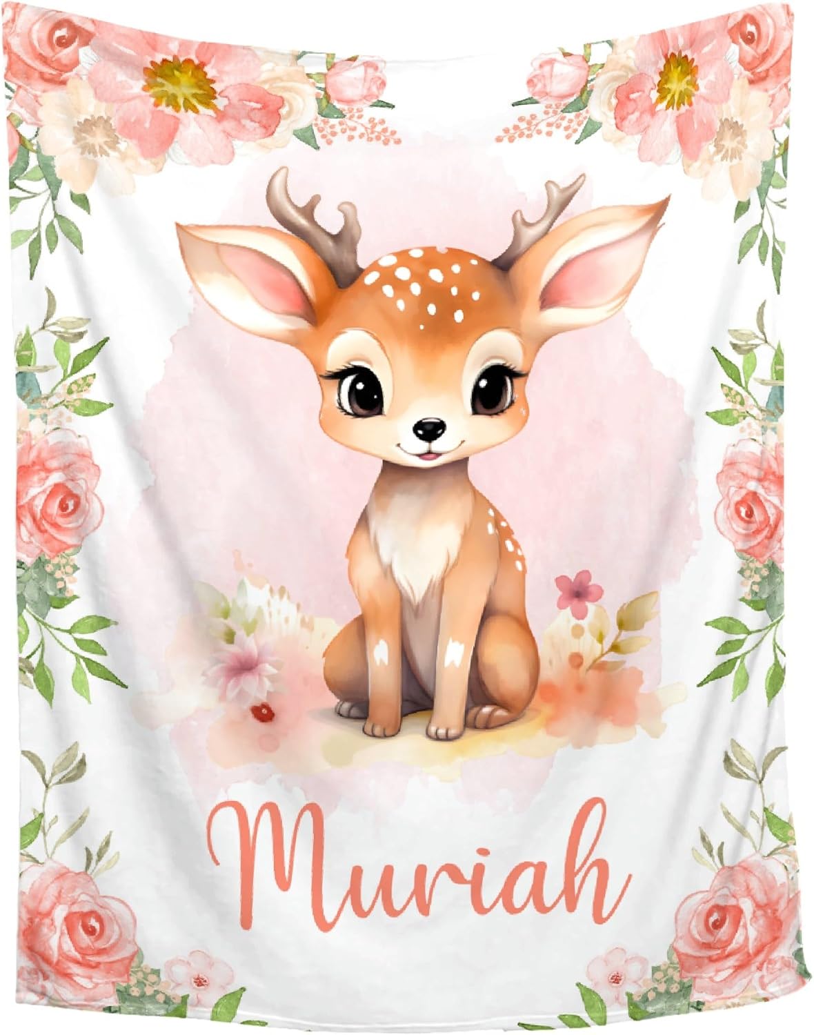 Custom Deer Baby Blanket Personalized Baby Blanket with Name,Custom Blankets for Kids,Ultra Soft Customized Blankets for Adult,Gift Name Blanket for Birthday Christmas,Baby Size-30"x40"