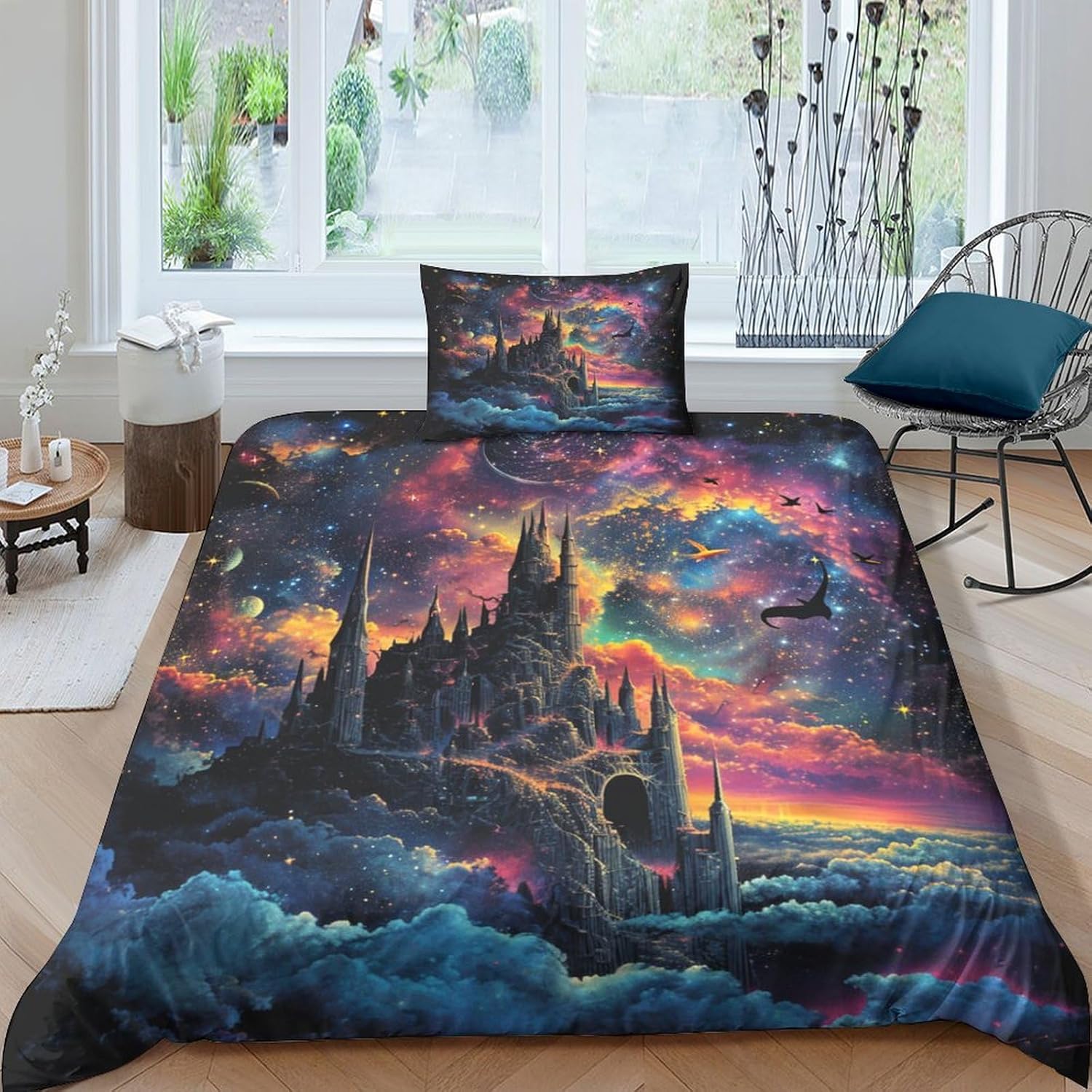 BUKISA Starry Sky Castle 3D Bed Linen, Modern Pattern, Microfibre