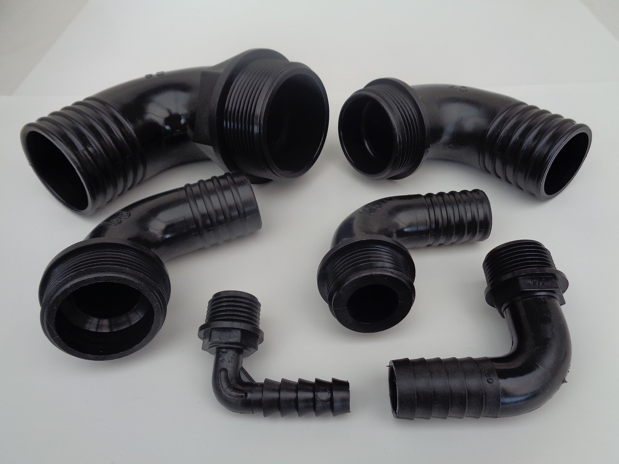 Male 90 deg Hose Tail Connector Water Fitting Polypropylene BSP Fish Pond Choose Size (1-1/4" bsp Male x 32 mm)