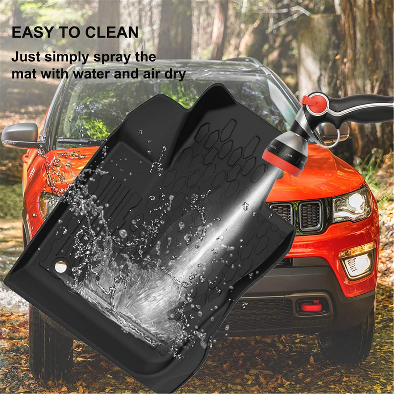 KIWI MASTER Floor Mats Compatible for 2017-2023 Jeep Compass All Weather Mat Front Rear 2 Row Seat Slush Liner Black