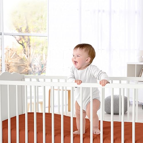 Miniatura 2 de Sweet Jojo Designs Orange Girl - Sábana bajera ajustable para cuna para bebé, recién nacido, habitación de bebé, colchón estándar óxido quemado para