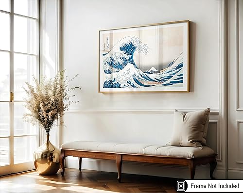 Miniatura 3 de Poster Master Póster de ilustración  Impresión náutica retro  La gran ola, océano, barcos, aguas azules, japonés  Arte de pared sin marco de 11 x 14