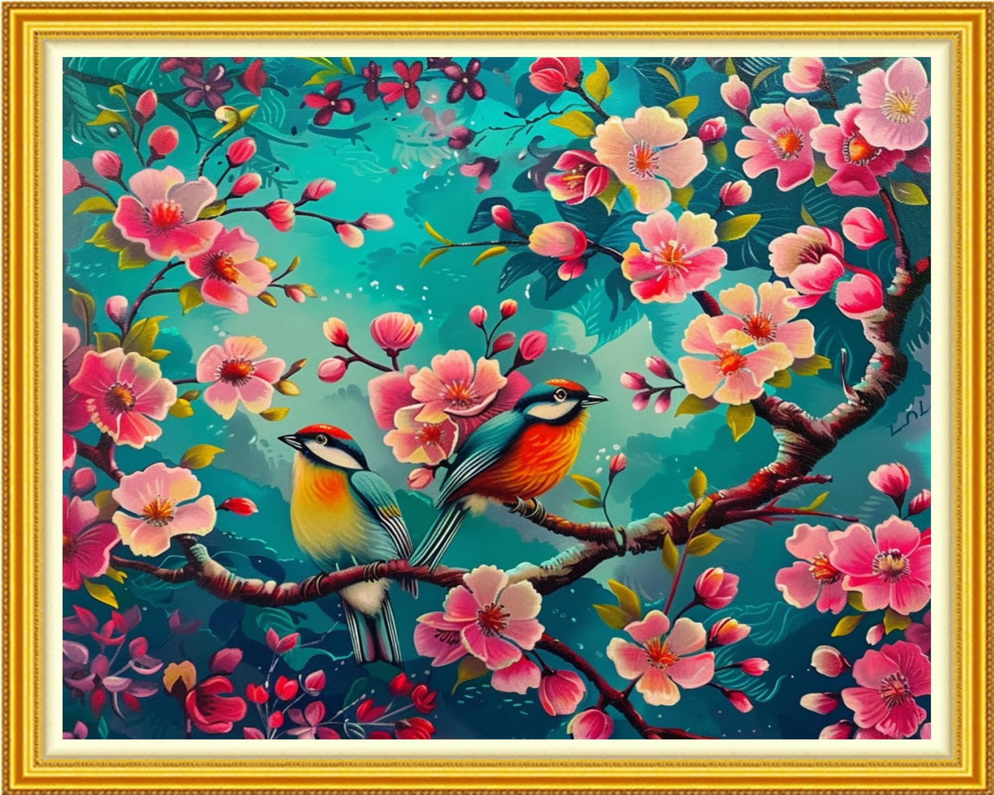 Magxvouy Cross Stitch Kits Stamped Full Range of Embroidery Kits,Cross Stitch Patterns Needlework Kits for Beginners 11CT Printed Kits&amp;Bird Flowers 16x20 inch