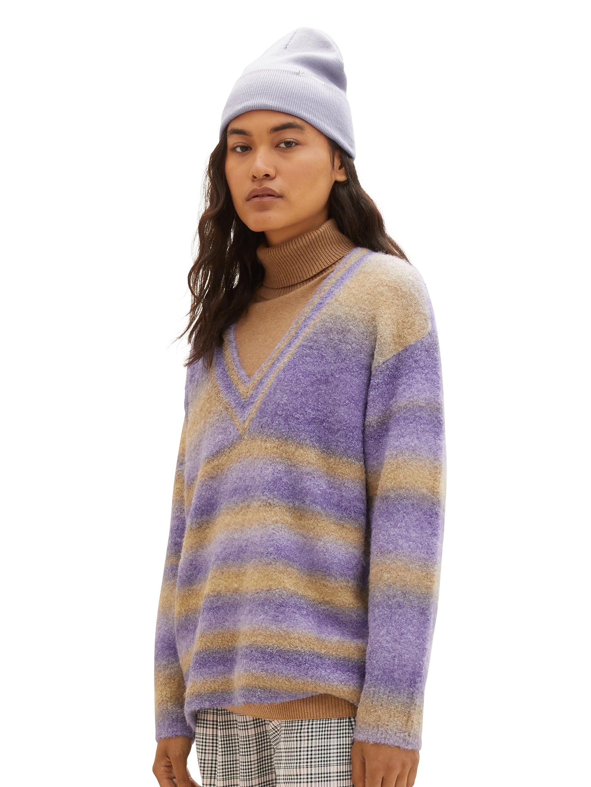 TOM TAILOR Denim Damen 1038163 Strickpullover mit Batik-Streifen (1er Pack)