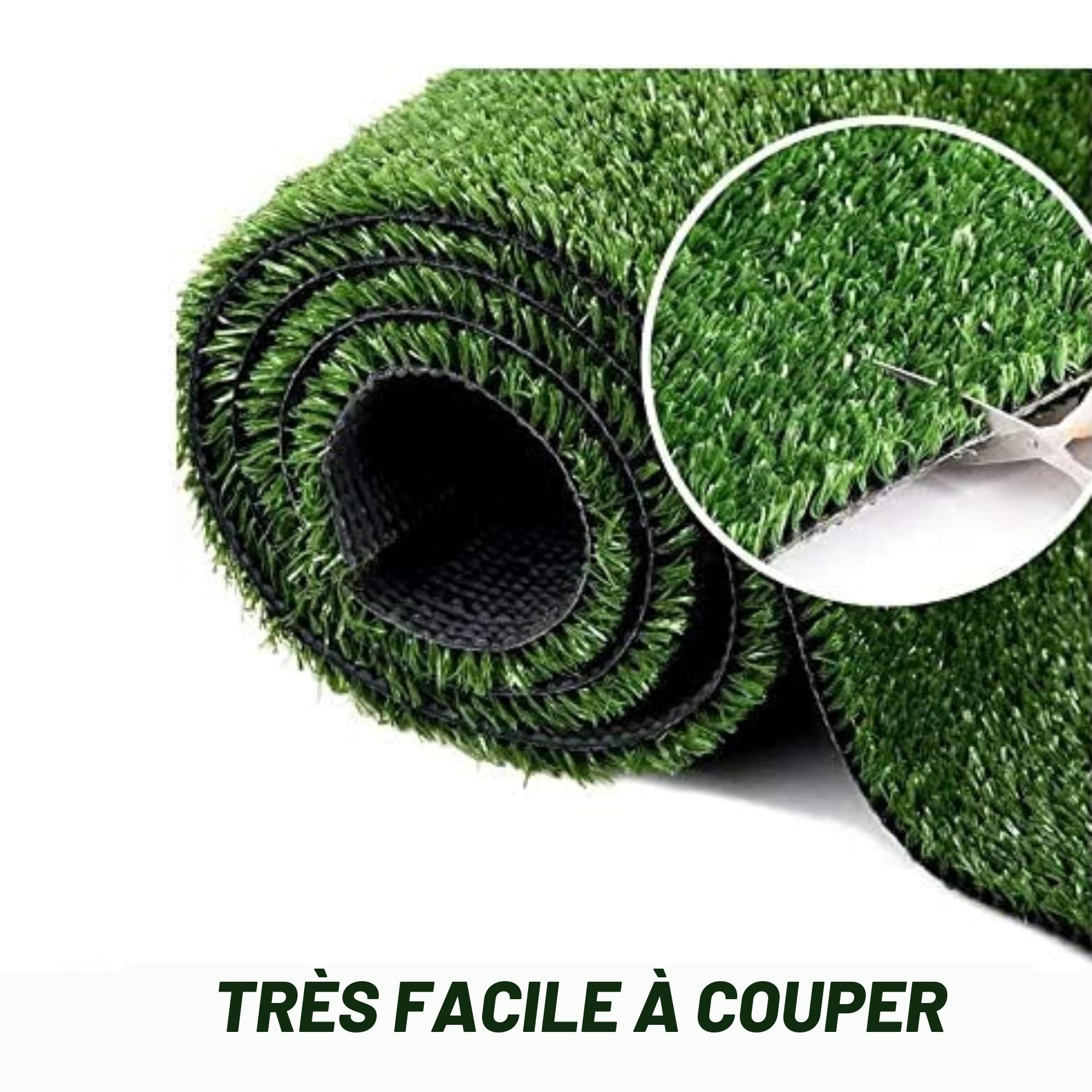 Baroni Home Gazon Synthétique Vert Naturel 10x1 mt 7mm PE Haute Densité