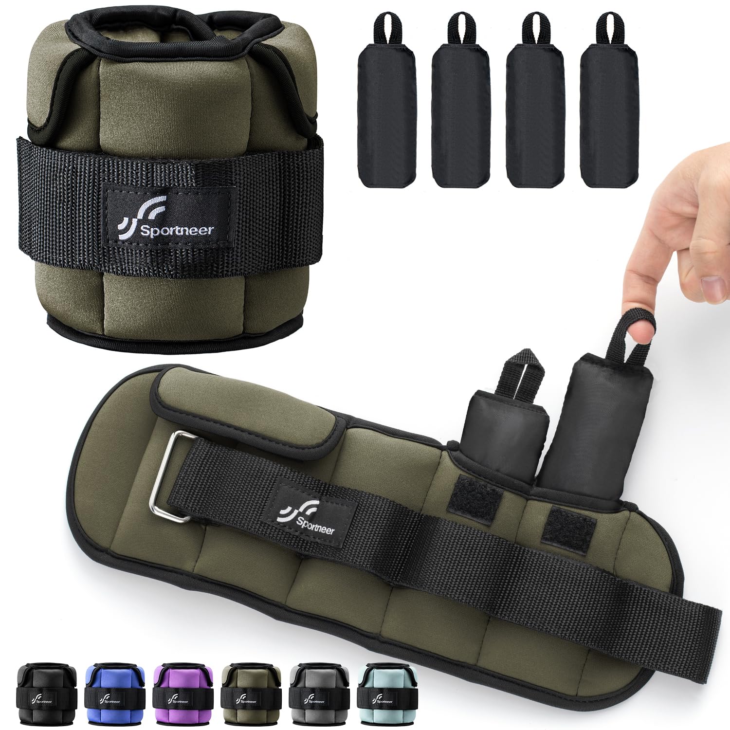Sportneer Verstellbare Knöchelgewichte: Verbesserte Verstellbare Beingewichte, Gewichtsmanschetten Gewichte für Fitnessstudio, Fitness, Workout, 0,5–2,3 kg pro Knöchel, 0.9-4.5 kg pro Paar
