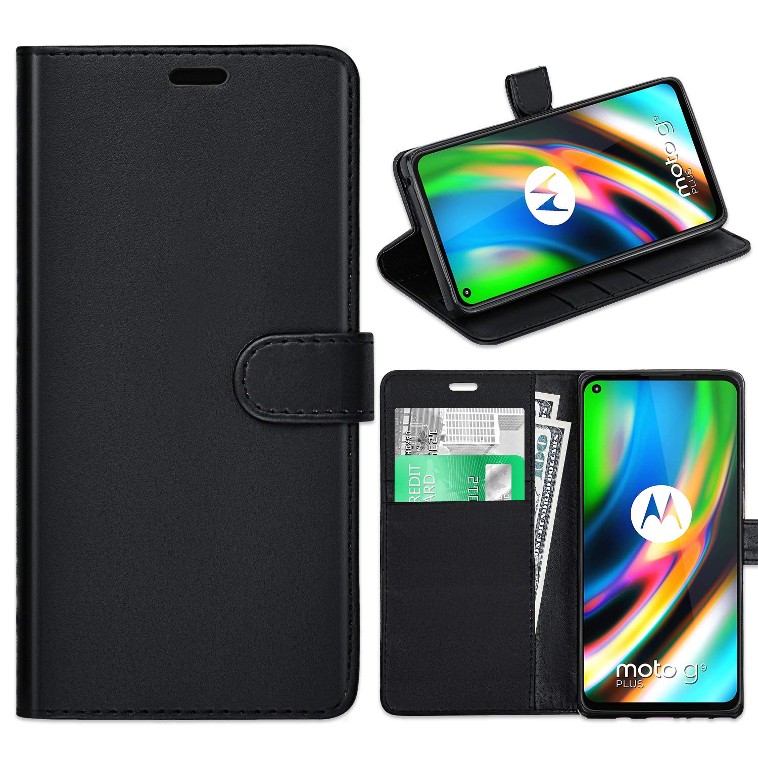 COTDINFORCA Cover Portafoglio Con Cristalli Per Moto G9 Plus – Pelle PU, Slot Carte, Rosa Oro