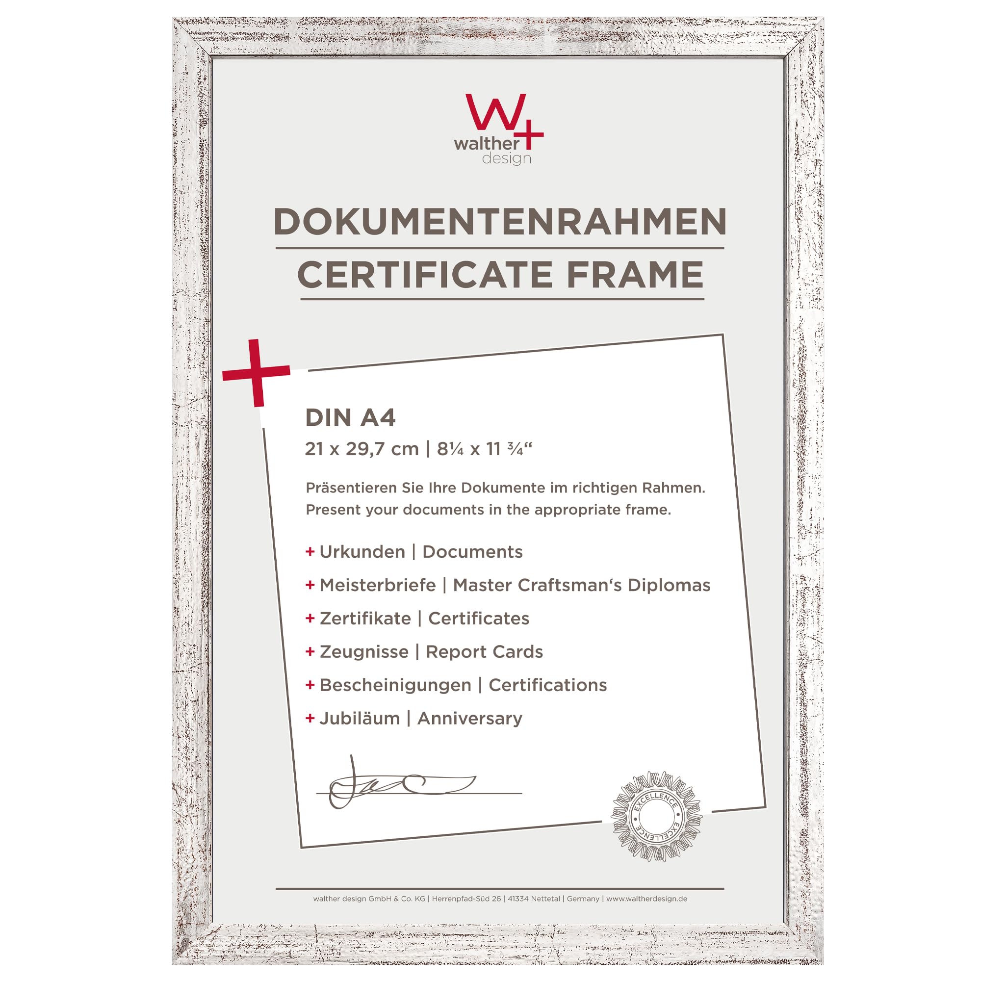 walther design BP130S Peppers Bilderrahmen, Holz, 21 x 29,7 cm (din a4), silber