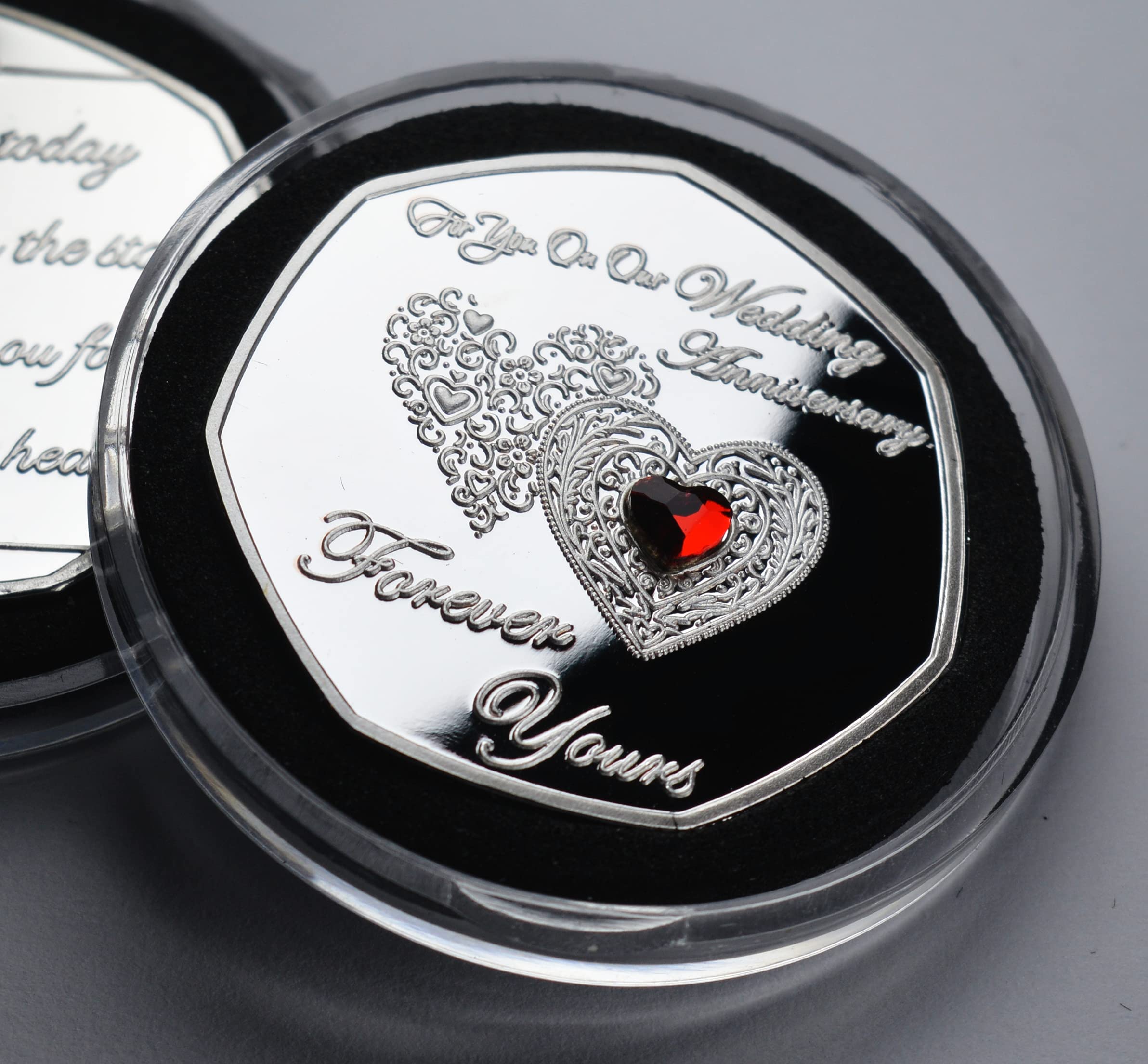 The Commemorative Coin Company Silver For You On Our Wedding Anniversary .999 Commemorative In Capsule. Forever Yours. Husband/Wife. Gift/Present. Diamante Gemstone