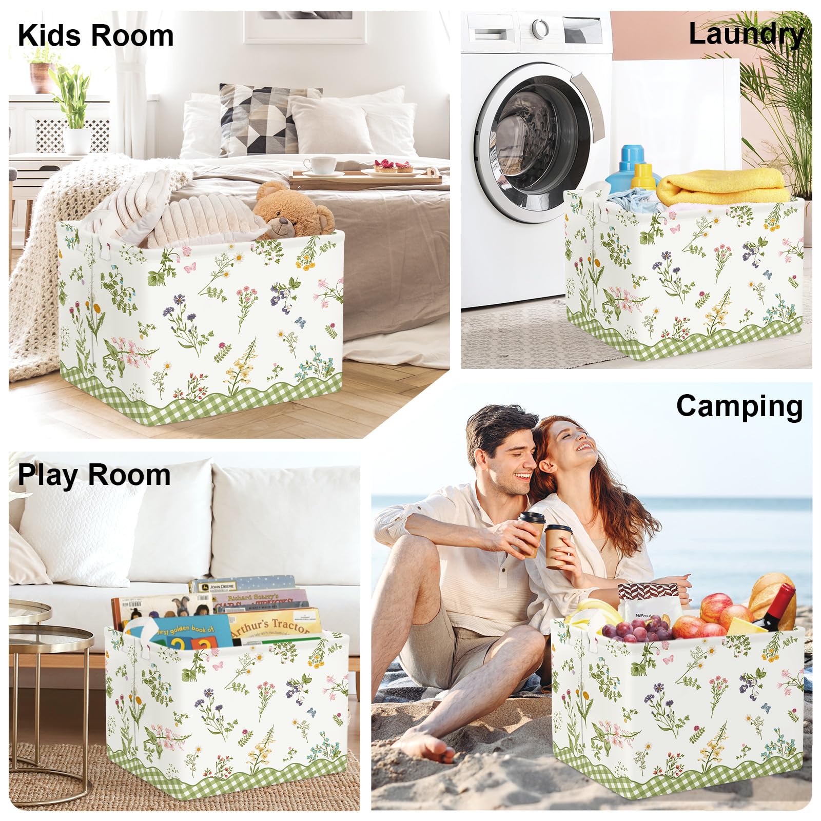 Grande Cesta Ropa Sucia Flores Plegable Cestos Almacenaje Ropa Juguetes para Padres,Mariposa,36L