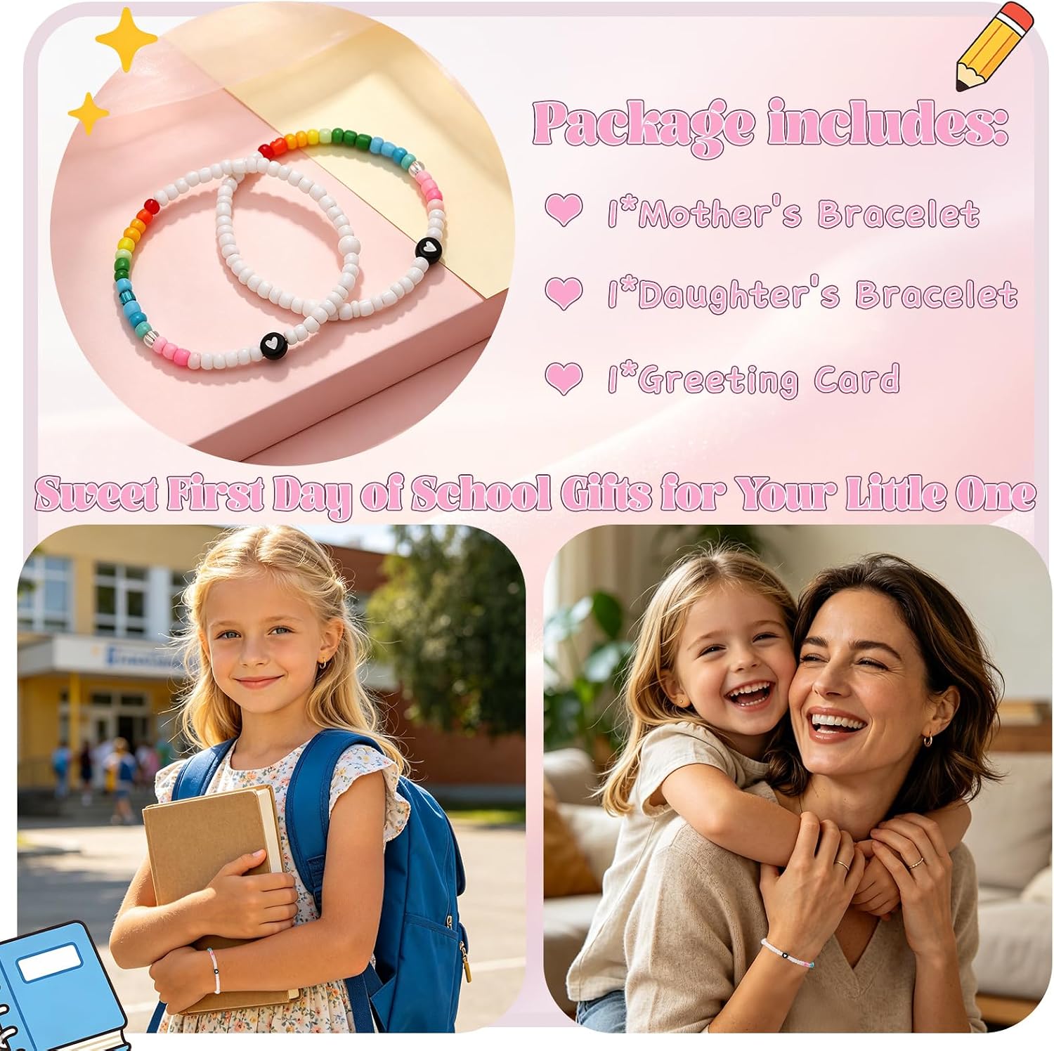 cow print Back to School, Mommy and Me Matching Bracelets, First Day of School Bracelets, Back to School Gifts for Students, Daughter Birthday Gifts