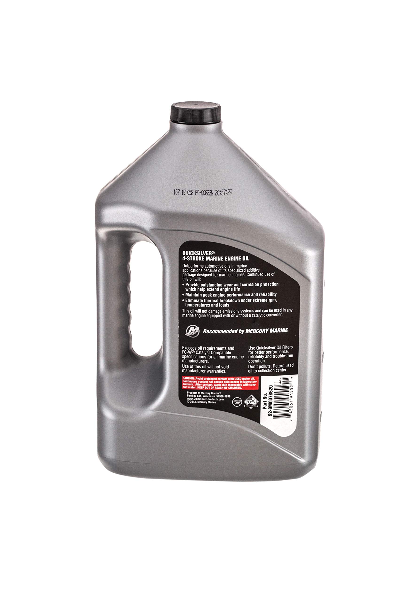 Quicksilver 8M0086224 4-Takt-Schiffsöl – Für Außenbord-, Z-Antrieb- & Innenbordmotoren – SAE 25W-40 Mineralisch – 4 Liter, Silber