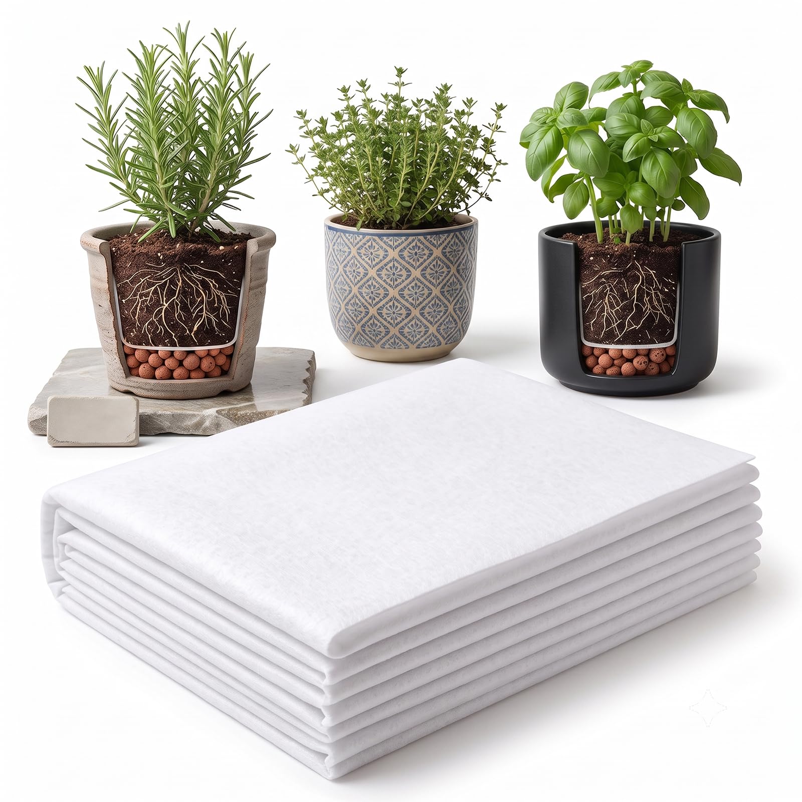 RANJIMA Filtervlies für Pflanztöpfe, 2m x 1m Schneidbar Plüsch für Blumentöpfe,Drainagevlies Blumentöpfe für Pflanzkübel,Töpfe & Balkonkästen,Wasserdurchlässiges Trennvlies gegen Staunässe Wurzelfäule
