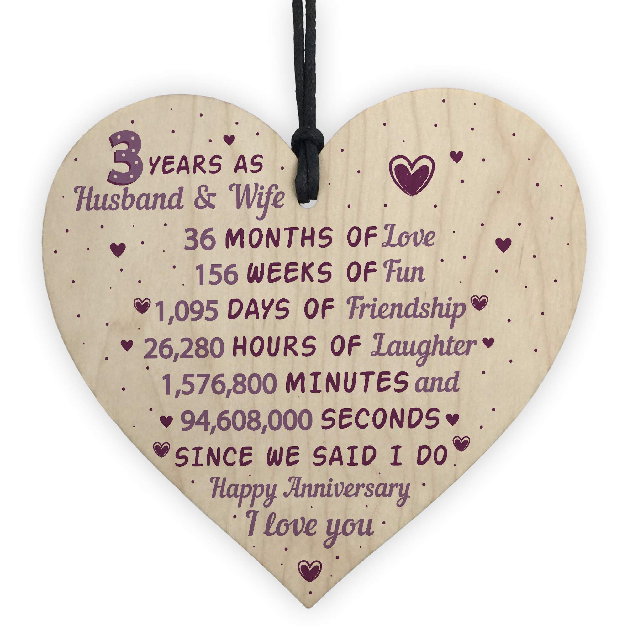 Red Ocean 3rd Wedding Anniversary Wooden Heart Leather Third Wedding Anniversary