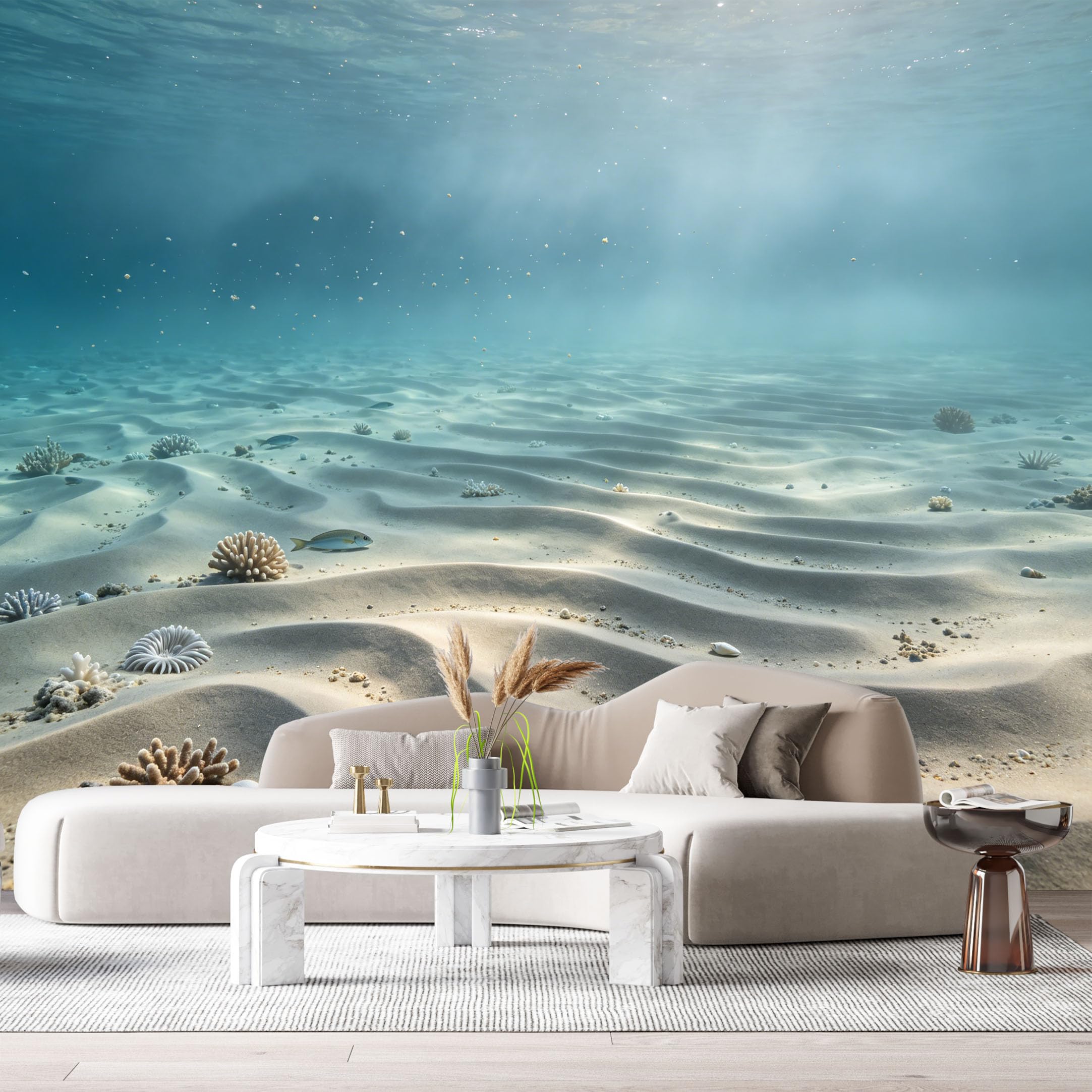 Custom Size Wall Murals Ocean Marine 3D Underwater Sand Ripple Tropical Seashells SelfAdhesiveWall Fabric Removable Wallpaper Wall Decor for Living Room Bedroom Bathroom