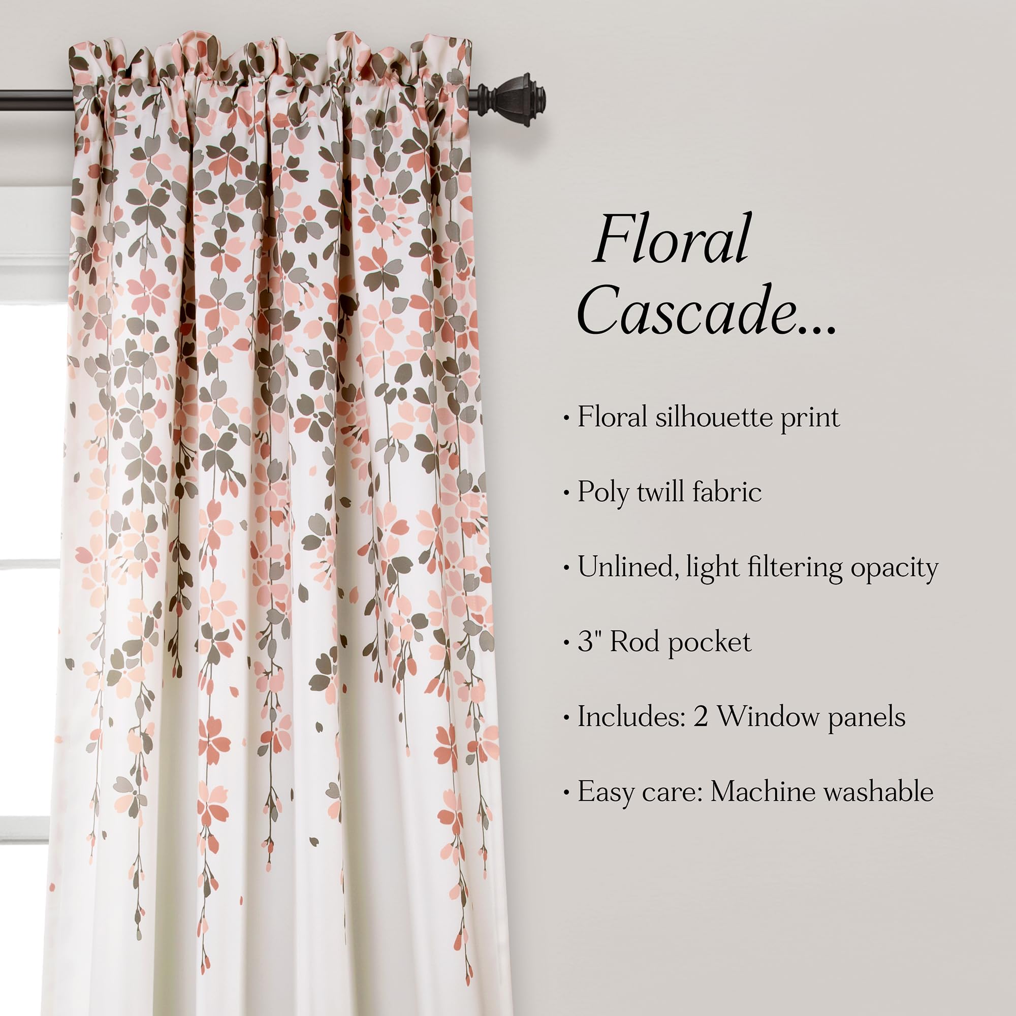 Amazon.com: Lush Decor Weeping Flower Light Filtering Window