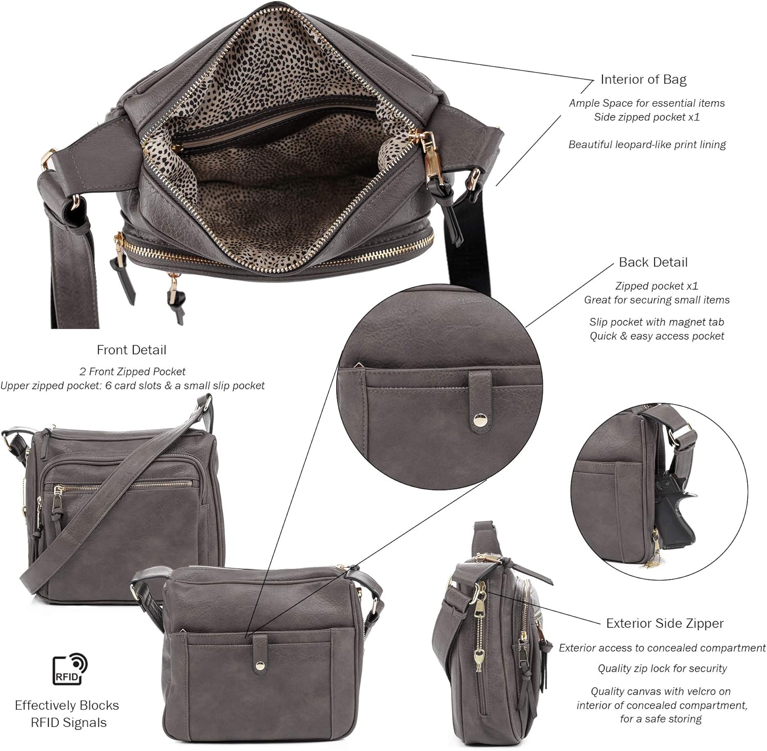 JESSIE & JAMES | Concealed Carry RFID Blocking Crossbody Purse for Women with Lock and Key - Image 5