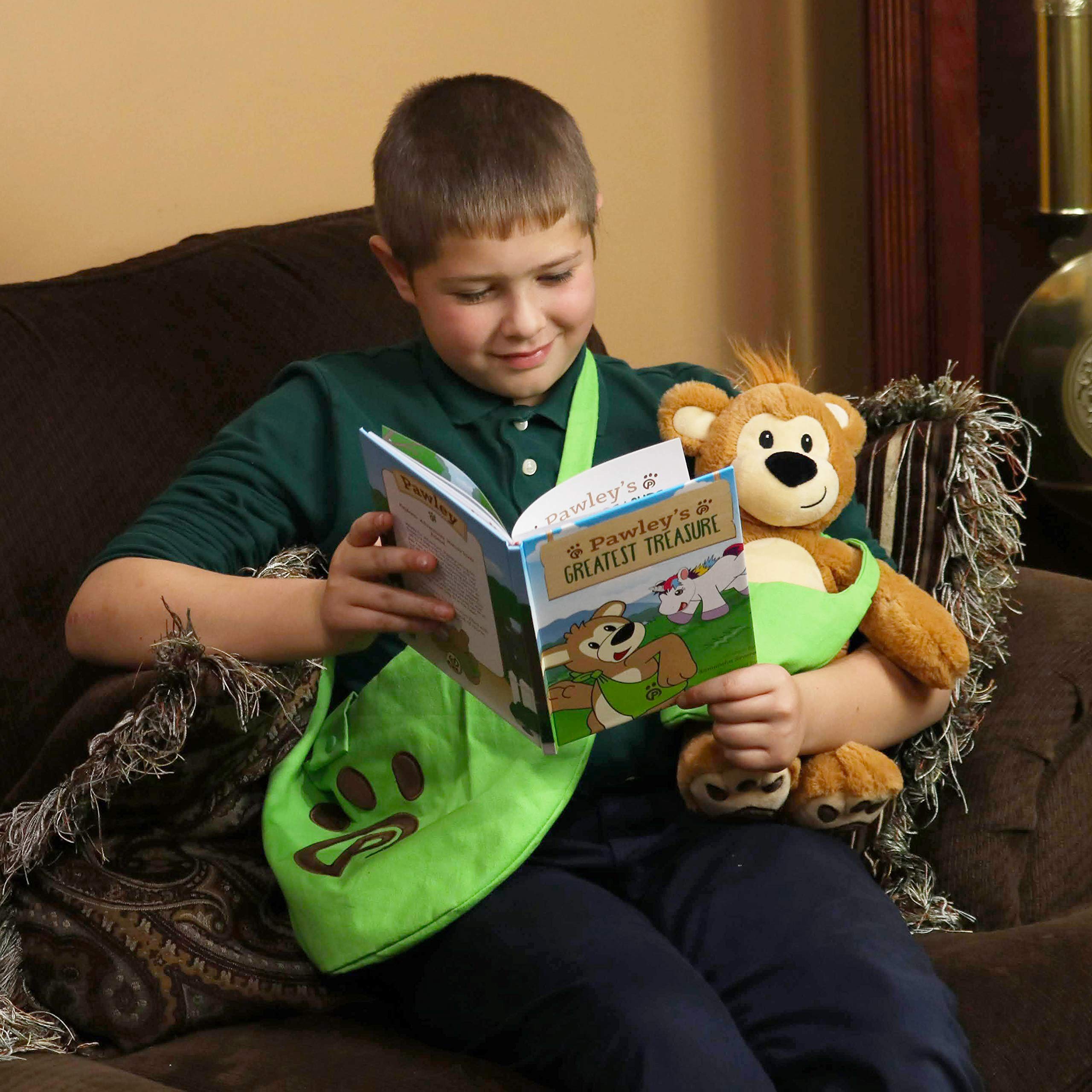 Plushible Pawley Book Set – Teddy Bear Stuffed Animal with Matching Bag & 'Pawley’s Adventure' Book, Soft Plush Toy for Babies, Toddlers & Kids, Ideal for Birthdays & Special Occasions