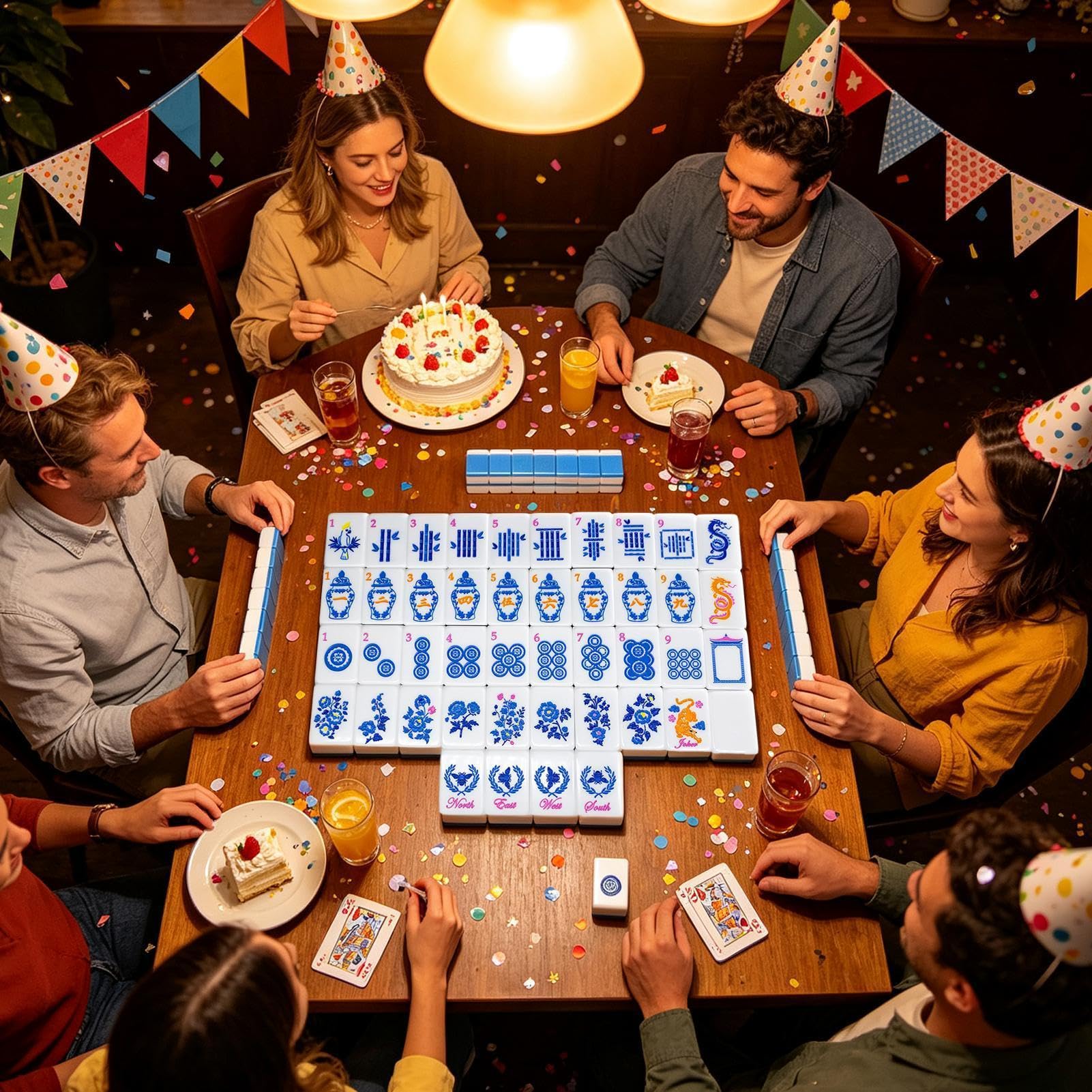 Generisch Mahjong-Set 160-teiliges, graviertes Acryl-Gesellschaftsspiel | Mahjong-Steine-Set Für erfahrene Spieler und Anfänger, Partys, Erwachsene, Schwimmbad, Reisen, Ausflüge und Zuhause