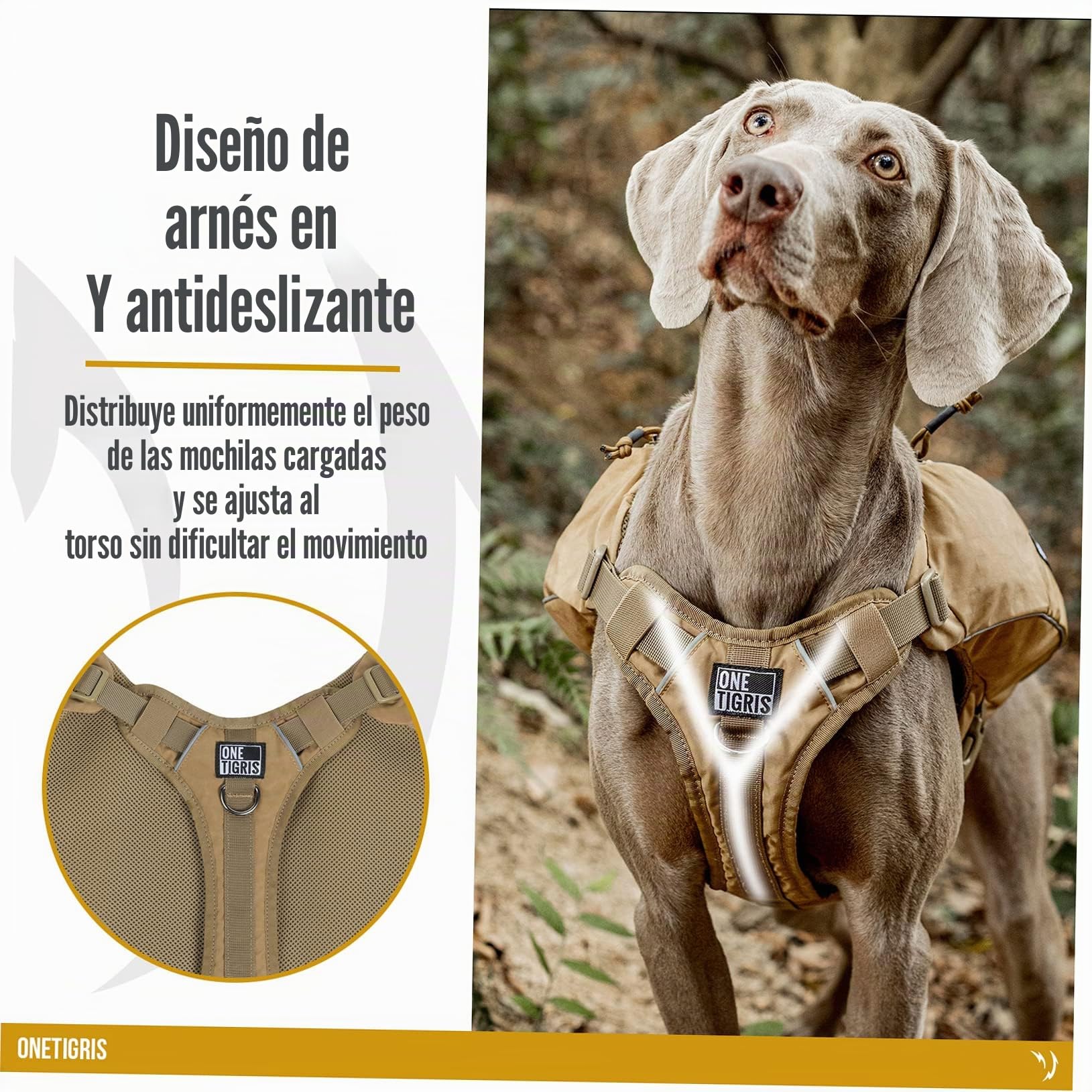 OneTigris CAMELUS Mochila para perros, para camping, senderismo, para perros de tamaño M/L (M, marrón coyote)