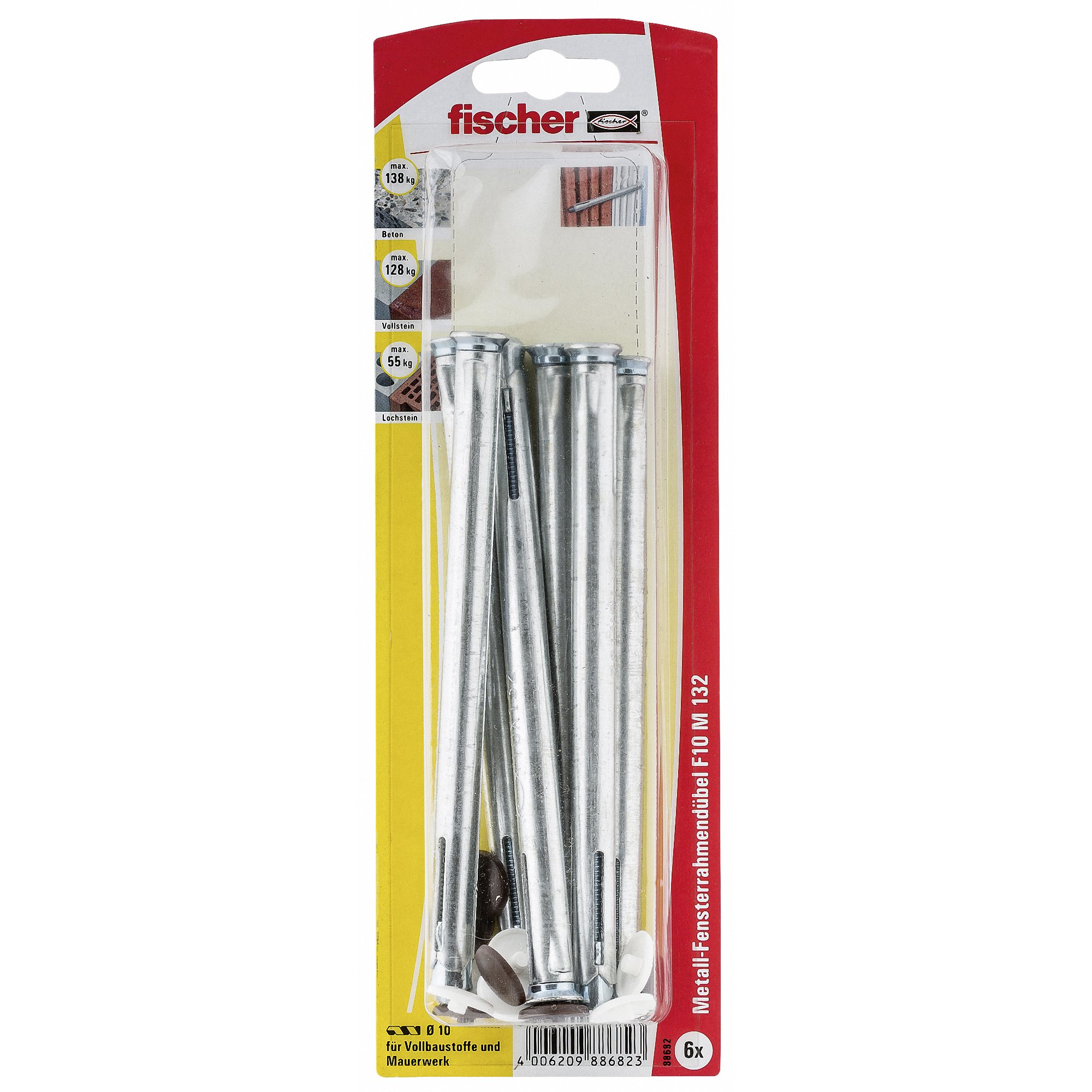 FISCHER Dübel 88682 Metall-Fensterrahmendübel F 10 M 132 K VPE = 6 FISCHER Dübel 88682 Metall-Fensterrahmendübel F 10 M 132 K VPE = 6