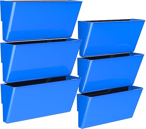 Storex Bolsillo magnético de pared de tamaño legal, organizador de archivos de plástico, imán resistente con capacidad para 5 libras, azul escolar,