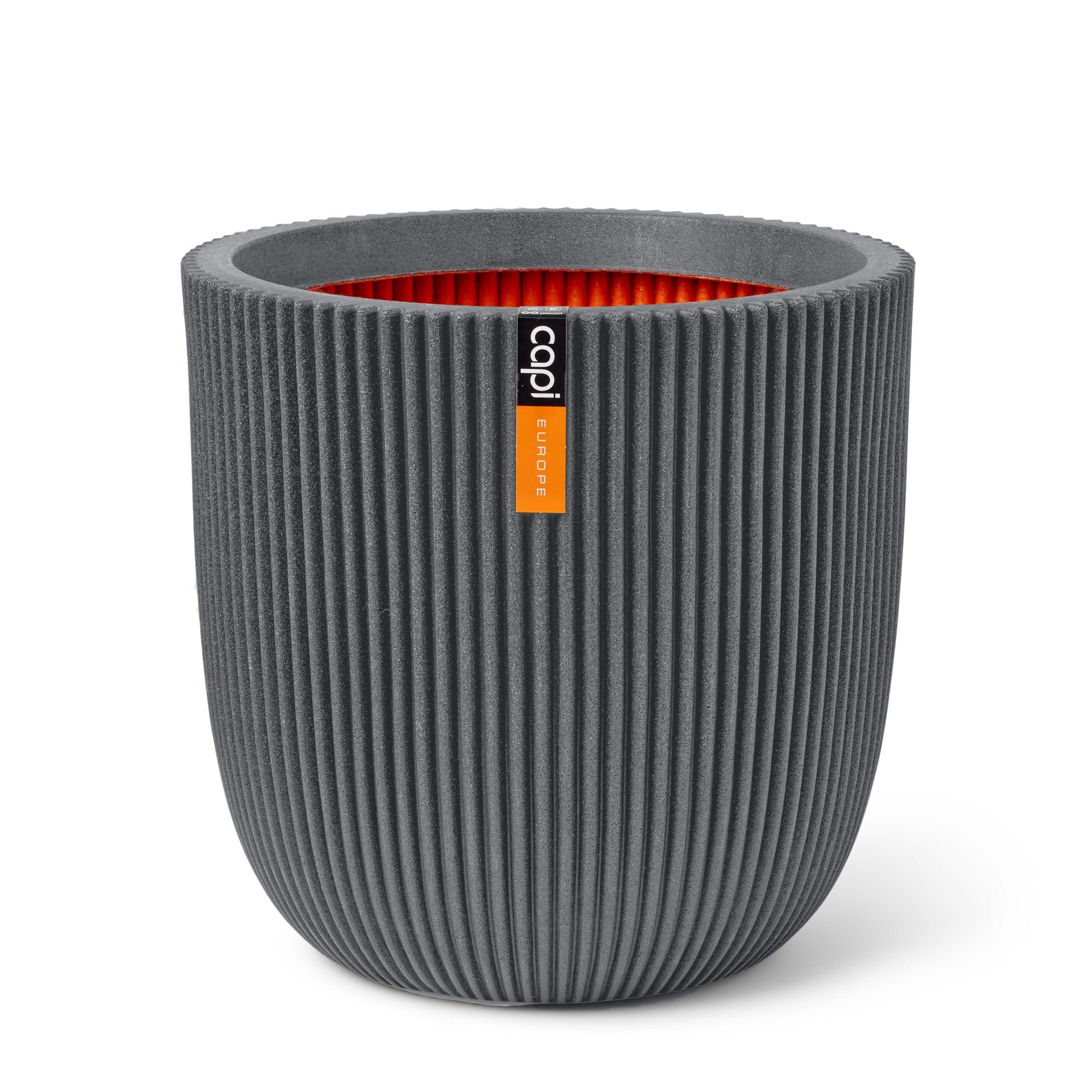 CAPI EUROPE - Planter ball Groove NL - 43x41 - Dark grey - Opening Ø35 - Pot for indoor and outdoor use - Shatterproof - 100% recyclable - KGVDG933