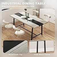 Vista 5 de HOMCOM Mesa de comedor industrial para 8 personas, mesa de cocina rectangular de 70.9 pulgadas de largo con mesa grande y patas de acero