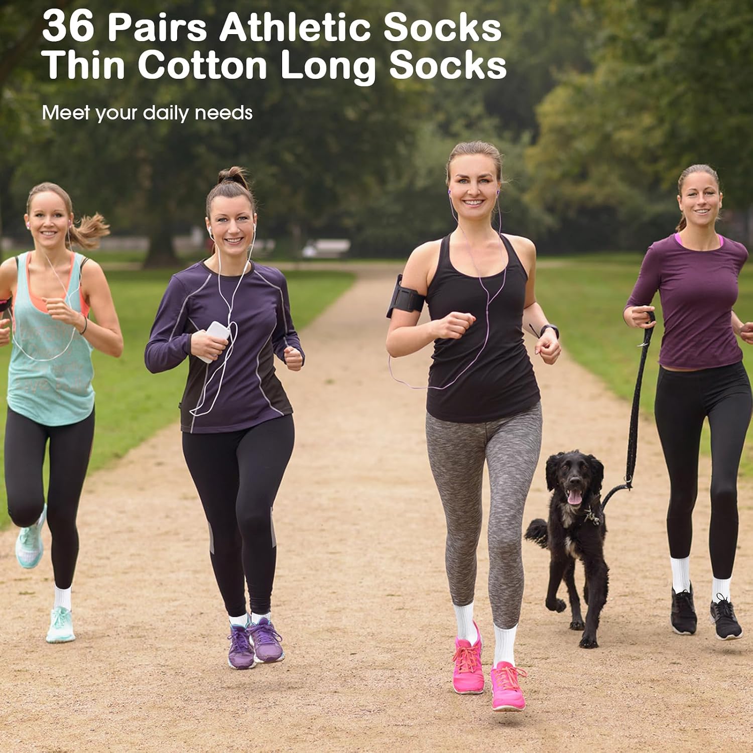 JaGely 36 Pairs Crew Socks Bulk for Women Cotton Breathable | Antislip Wicking Soft Sublimation Socks for Men Women Hiking