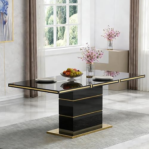 Miniatura 13 de Mesa de comedor de lujo de 69.3 pulgadas para 4 y 6, mesas de comedor de cocina de mármol blanco con parte superior de mármol sintético de 0.98