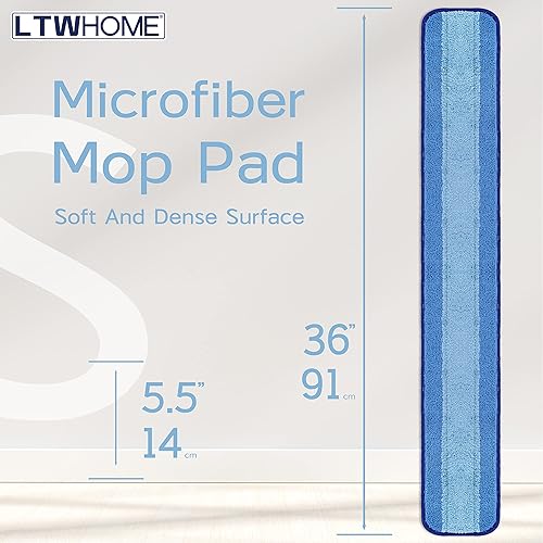 Miniatura 2 de LTWHOME Almohadillas de repuesto de microfibra húmeda o seca de 36 pulgadas para pisos de madera dura (paquete de 6)