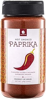 Gourmanity Hot Smoked Paprika Powder, Premium Spanish Paprika Seasoning, Oak Wood Smoked for Adding Depth, Flavor and Color to Your Dishes, Kosher, Gluten Free, Hot Pimenton 5.64 oz