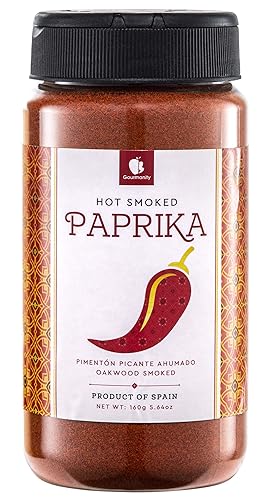 Gourmanity Pimentón ahumado en polvo, condimento de pimentón español de primera calidad, madera de roble ahumado para añadir profundidad, sabor y