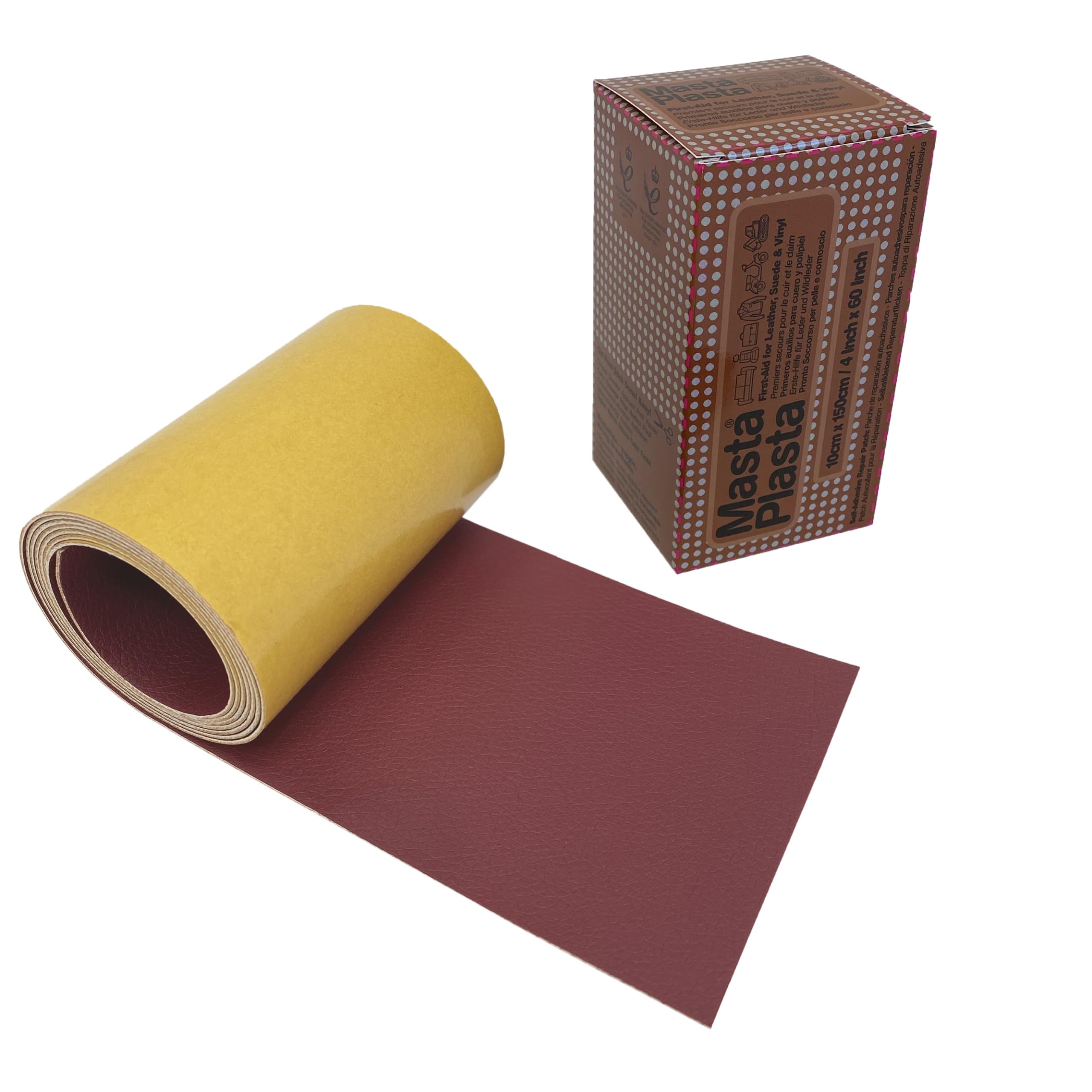 MastaPlasta The Original All-in-One Leather Repair Kit Self Adhesive Leather Repair Patch for Sofas - Red 150 x 10cm (60 x 4in). Easy Upholstery-Quality Leather Repair for Car Seats & DIY