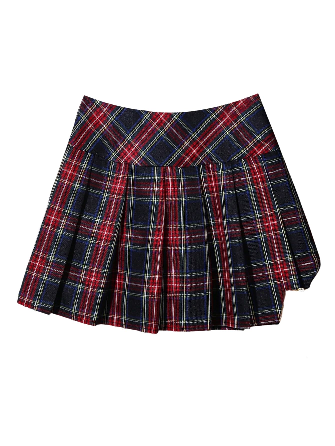 MARZXIN Womens Pleated Skirt Zip Side Tartan Pleated Skirt for New Year Clothes