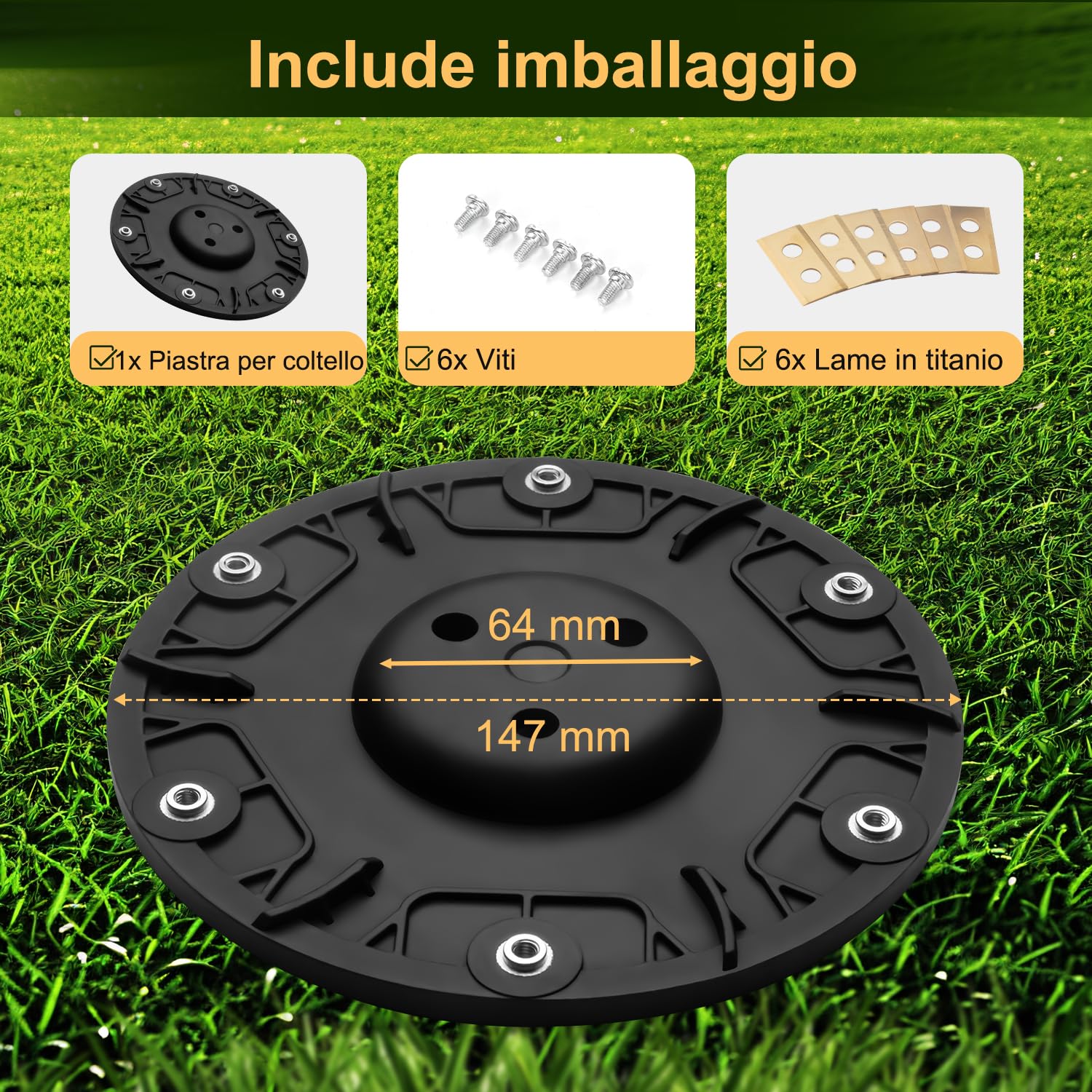 Dischi Lama + 6 Pezzi Lame Compatibili con Worx Landroid S&M (fino all'anno 2020), Landxcape, Kress, Compatibile con Einhell Freelexo