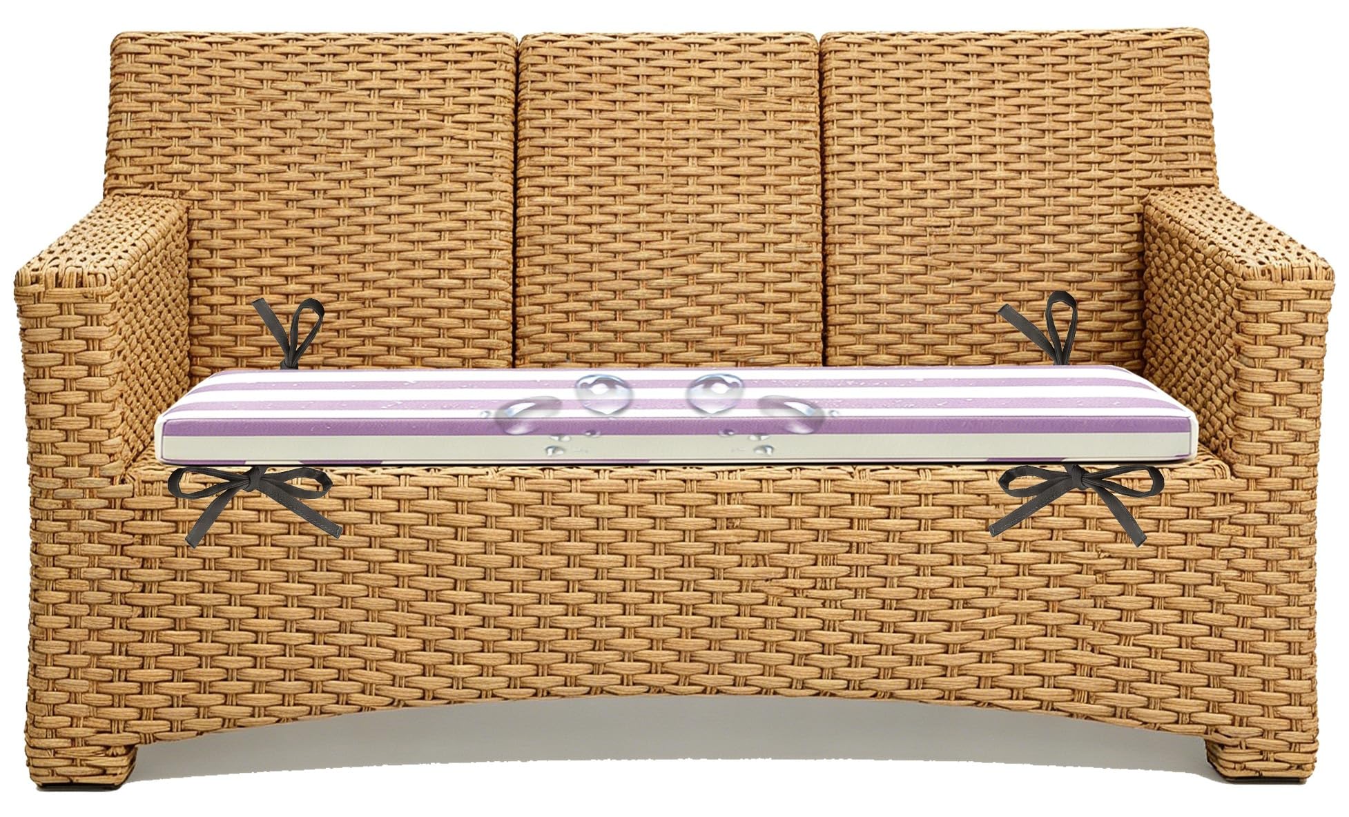 5cm/1.9" Replacement Cushions for Rattan Wicker Outdoor Chair and Ottoman Sectional Striped, Outdoor Sofa Cushions Waterproof 80% Water Repellent Bench Cushion(Violet White,130x50 cm 51x20 in)