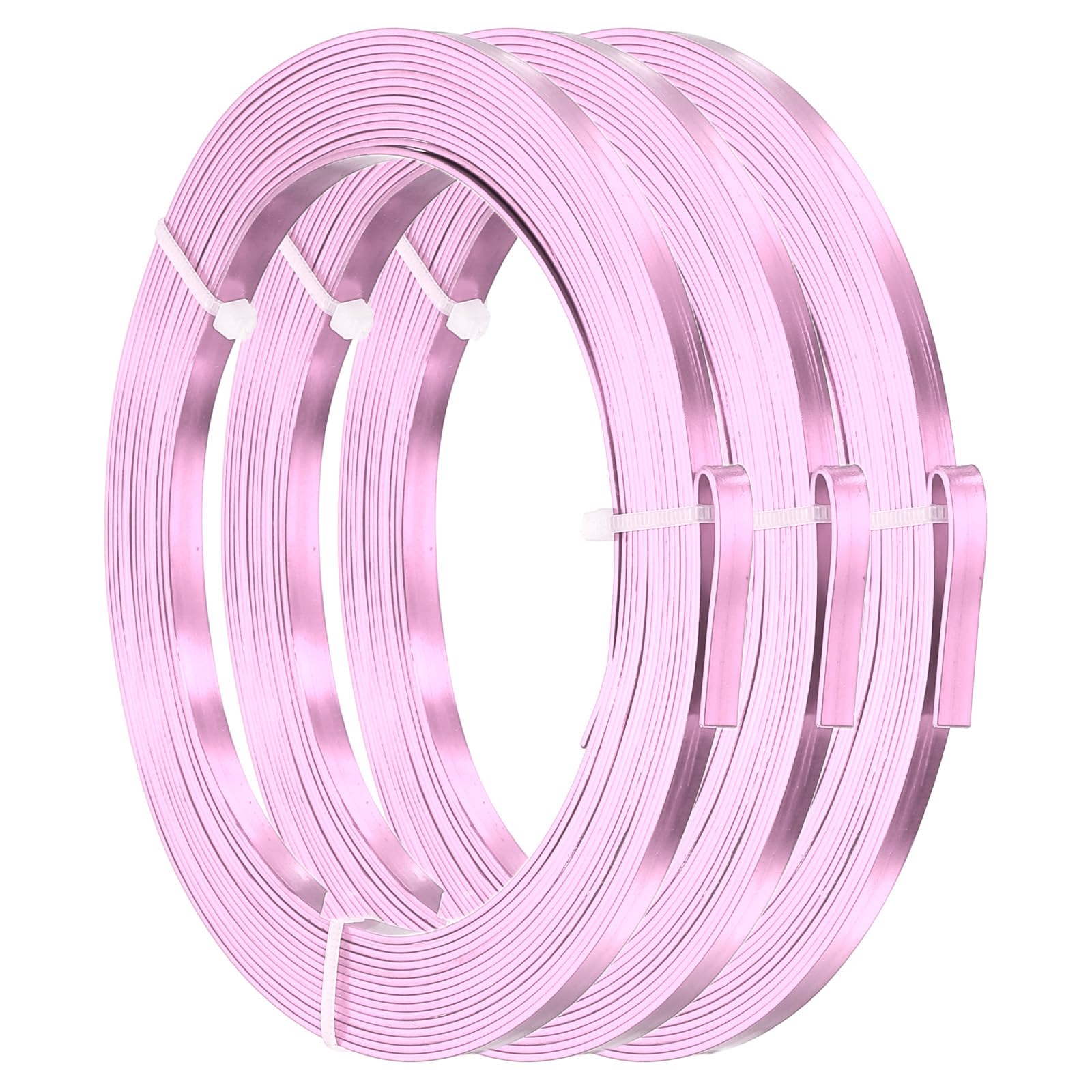PATIKIL 18 AWG 5mm Wide Aluminum Flat Wire, 16Ft 3 Roll Bendable Anodized Aluminum Wire Wide Beading Craft for Jewelry Making Resin Bezel Frame Wrapping, Pink