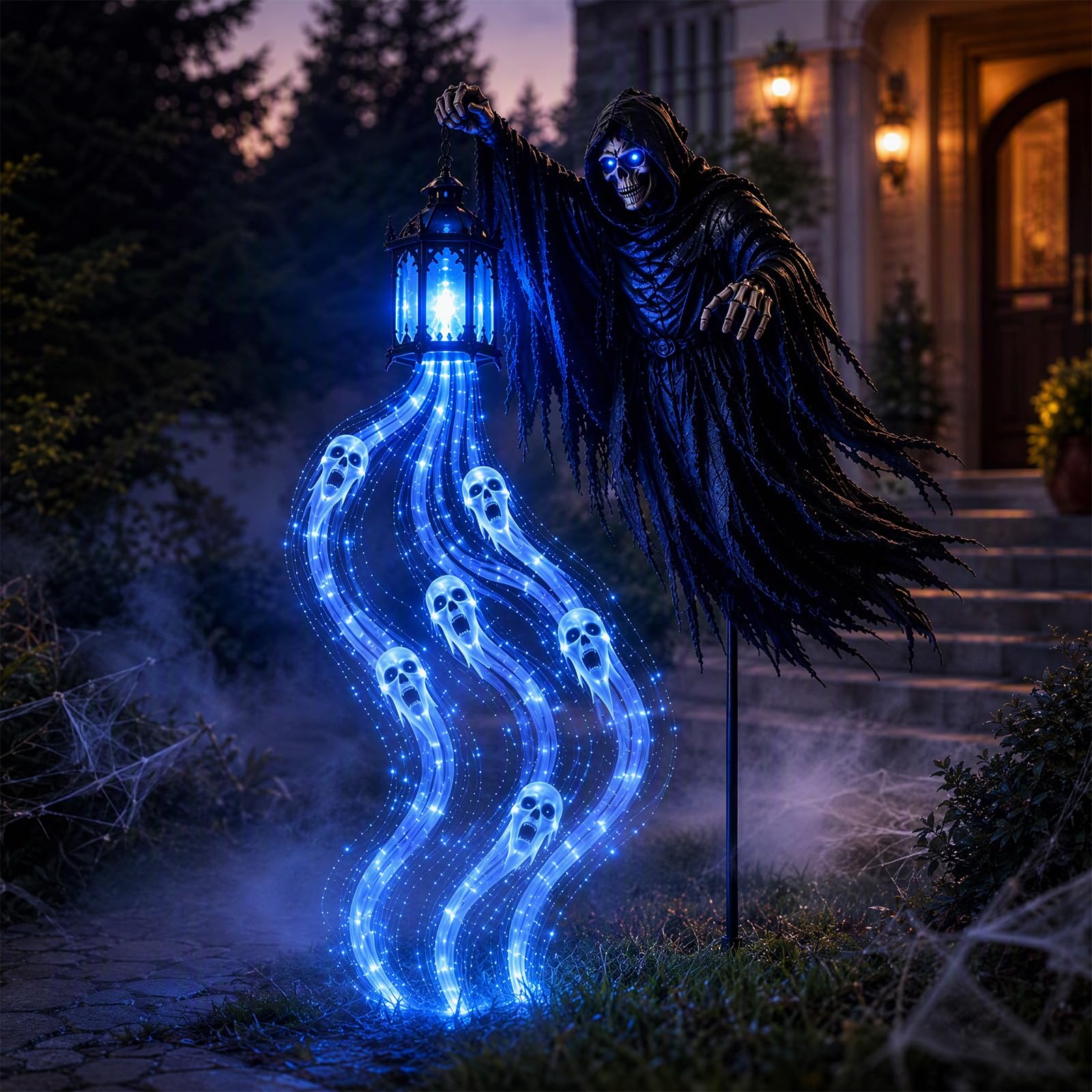 Halloweenowe posągi Spirit Of Reaper Lampa cieplejsza Decor