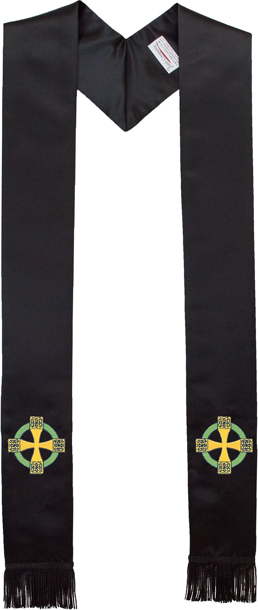 The Sash CompanyDeluxe Satin Clergy Stole with Embroidered Celtic Cross