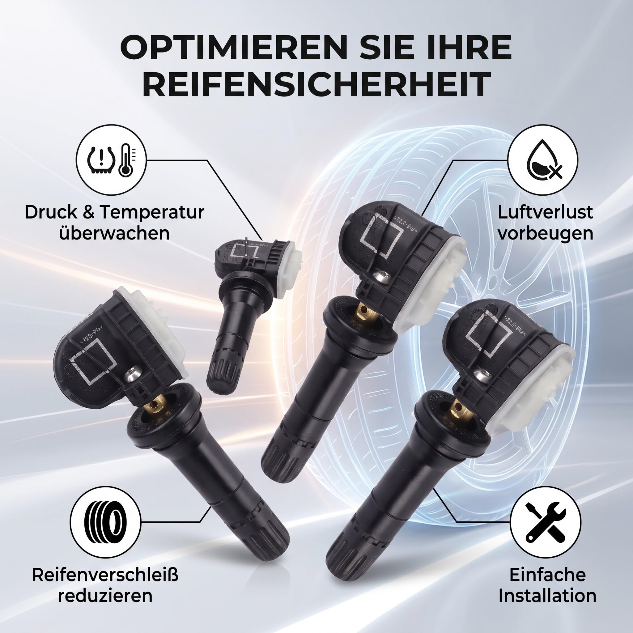 Ejoyous 4 sensori di Pressione degli Pneumatici RDKS e di Controllo, sensori RDKS TPMS 2036832, Adatti per di Controllo della Pressione degli Pneumatici Ecosport/Fiesta/Focus
